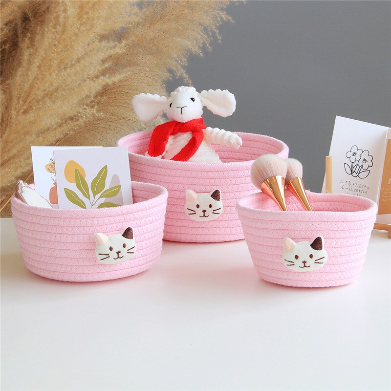 Cartoon Animals Cotton Rope Storage Baskets Baby Dirty Clothes Laundry Basket Weaving Kids Toys Desktop Sundries Organizer Box - Provence Home Living Store