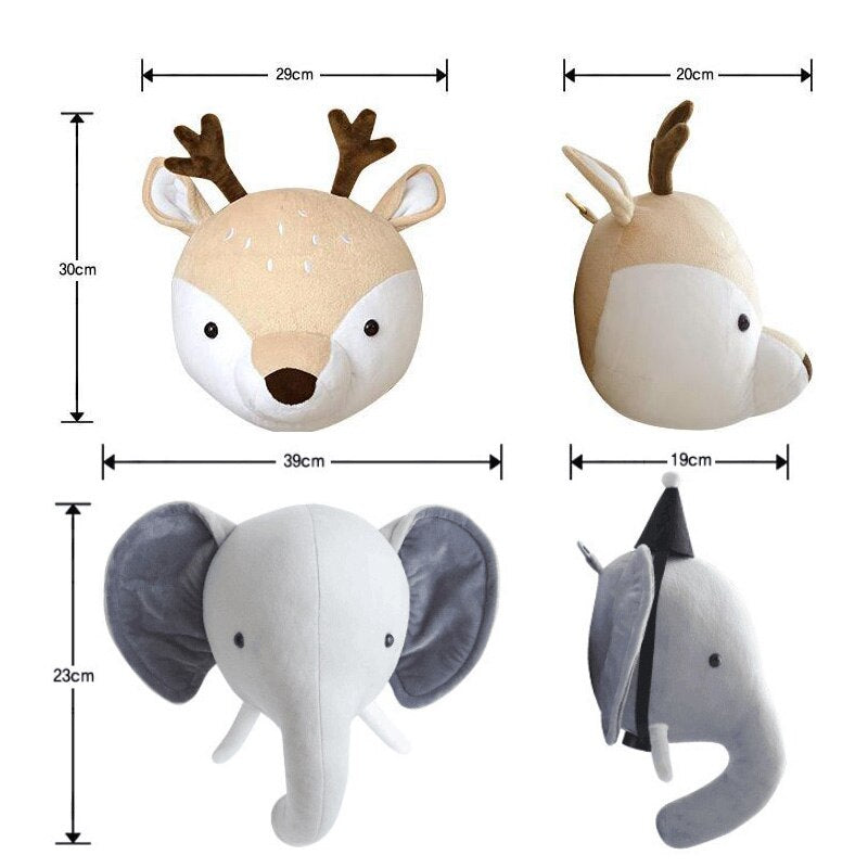 Elephant Unicorn Bear 3D Animal Head Wall Hanging Children Kids Nursery Room Wall Home Decoration Nordic Aesthetic Home Decor - Provence Home Living Store