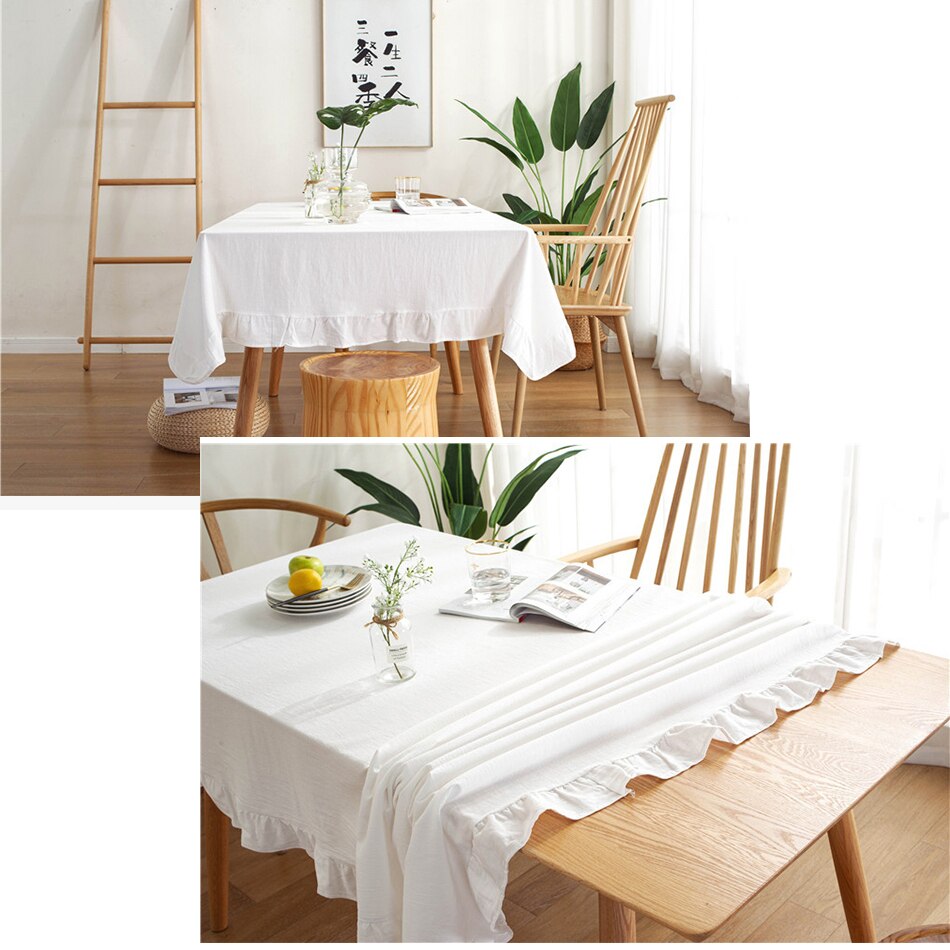 Cotton Fabric Table Cloth Washable White Tablecloth for Wedding Party Dining Banquet Decoration Luxurious Table Cover Picnic Mat - Provence Home Living Store