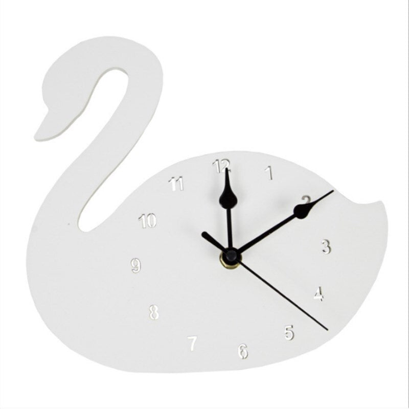 INS Nordic Wooden Rabbit Swan Crown Cloud Wall Clock Kids Room Decorations Wood Mute Clocks Furnitures Photo Props Nursery Decor - Provence Home Living Store