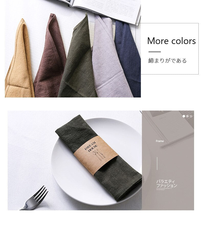 12 Pcs/Lot Custom Made Wedding Durable Thickened Cloth Napkins,Reusable Ramie Cotton Placemats,Kitchen Dining Restaurant Use - Provence Home Living Store