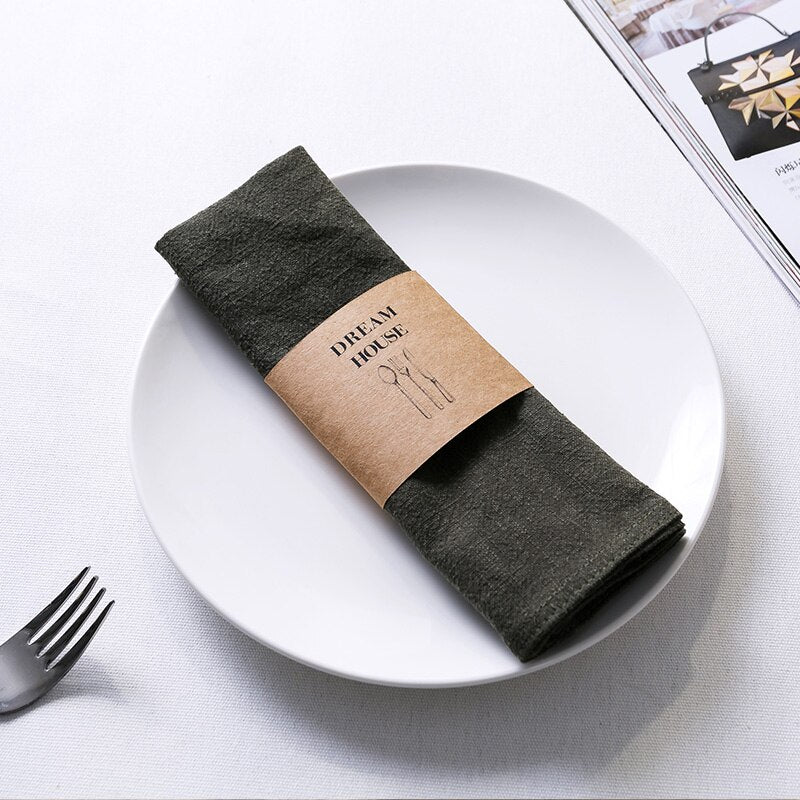 12 Pcs/Lot Custom Made Wedding Durable Thickened Cloth Napkins,Reusable Ramie Cotton Placemats,Kitchen Dining Restaurant Use - Provence Home Living Store