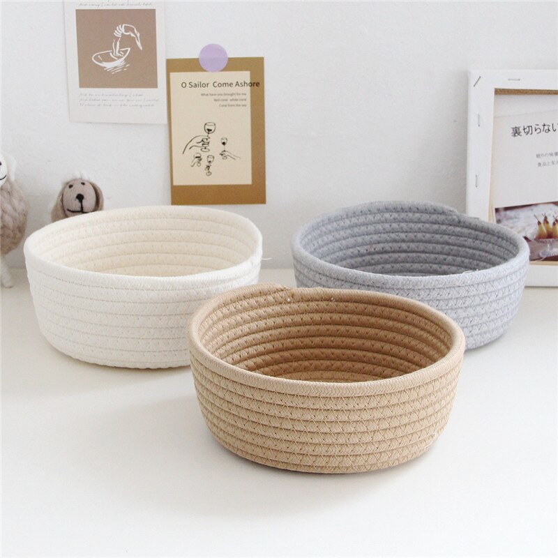 Cotton Rope Storage Basket Weaving Nordic Sundries Baby Toy Dirty Clothes Cosmetic Finishing Baskets Desktop Small Organizer Box - Provence Home Living Store