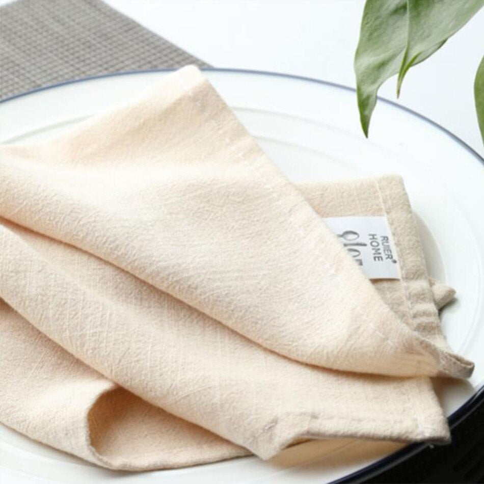 2PCS Cotton Linen Dinner Napkins,Classic Style Kitchen Soft Tea Towels,Dinning Room Washable Reusable Tableware Cloth Placemats - Provence Home Living Store