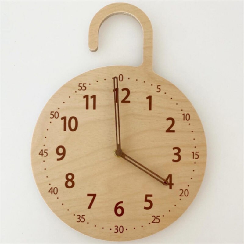 INS Nordic Wooden Wall Clock Hanging Ornaments Wood Table Digital Mute Clocks Furnitures Homestay Bedroom Home Decor Photo Props - Provence Home Living Store