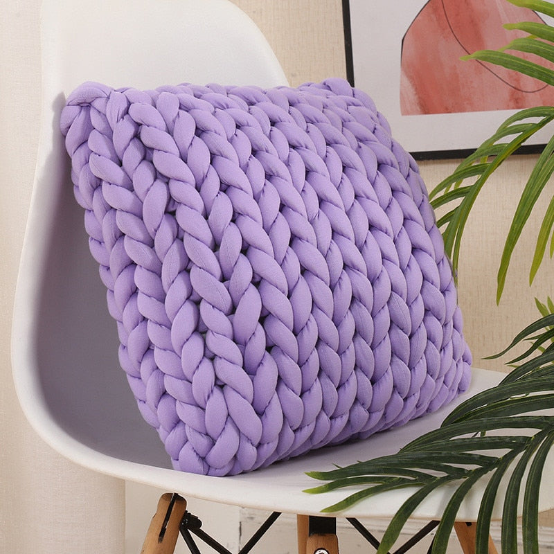 Square Chunky Wool Pillow Handmade Knitting Cushions INS Nordic Braided Cushion For Kids Room Decoration Sofa Bed Throw Pillows - Provence Home Living Store