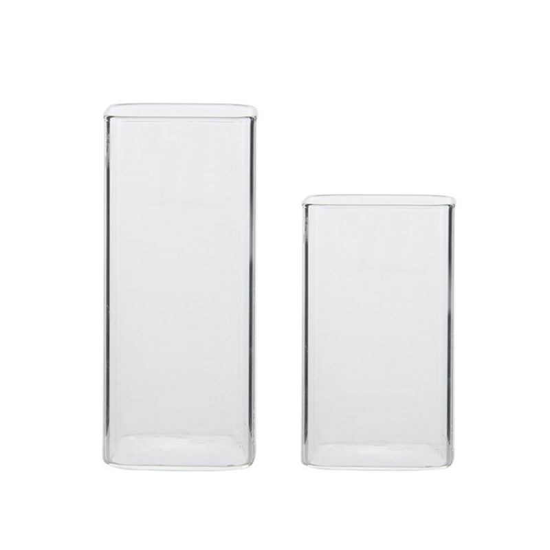 Large Square Simple Glass Transparent Cold Drink Cup Milk Juice Cup Drink Cup Bubble Glass Mousse Cup Water Cup Wine Glass - Provence Home Living Store