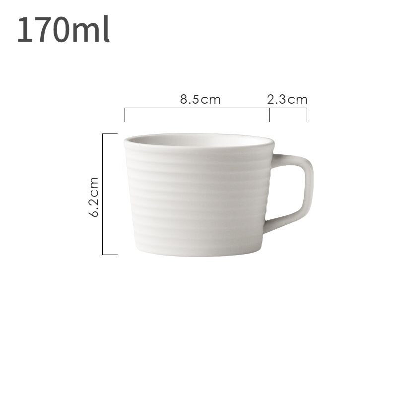 White Coffee Cup Minimalist Design Teacup Ceramic Household Striped Breakfast Milk Mug Wooden Frame Glass Tray Afternoon Tea - Provence Home Living Store