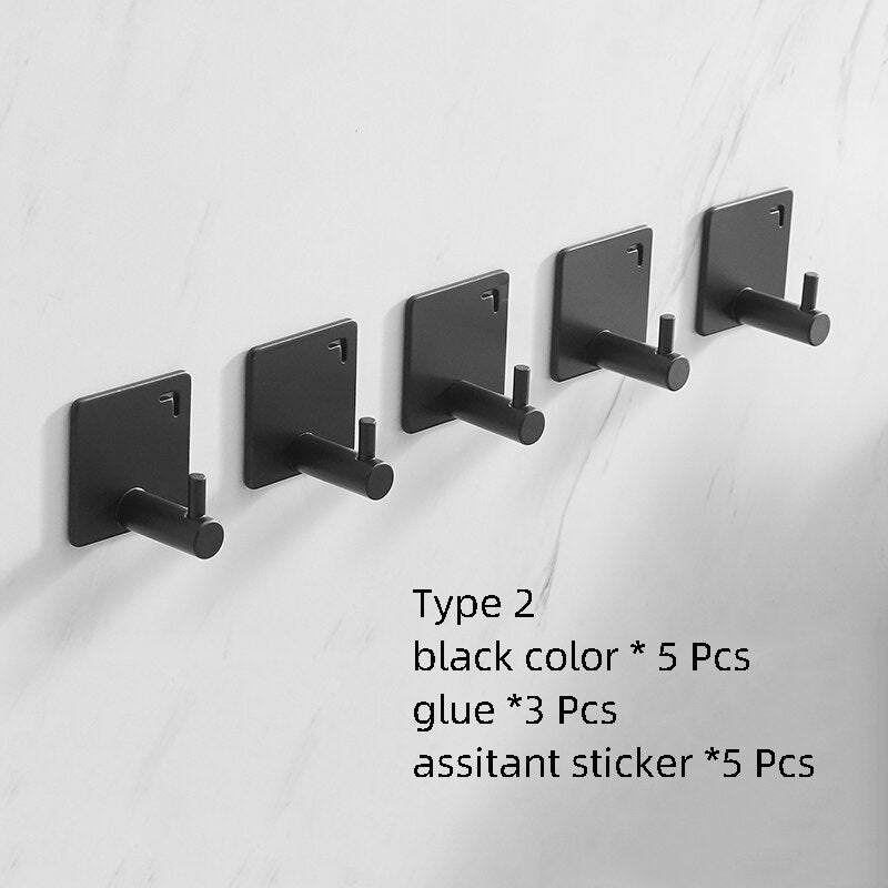 Punch Free Aluminum Hook Wall Door Storage Hooks Multi-Purpose Clothes Rack Hanger Towel Hooks For Home Bathroom Kitchen - Provence Home Living Store