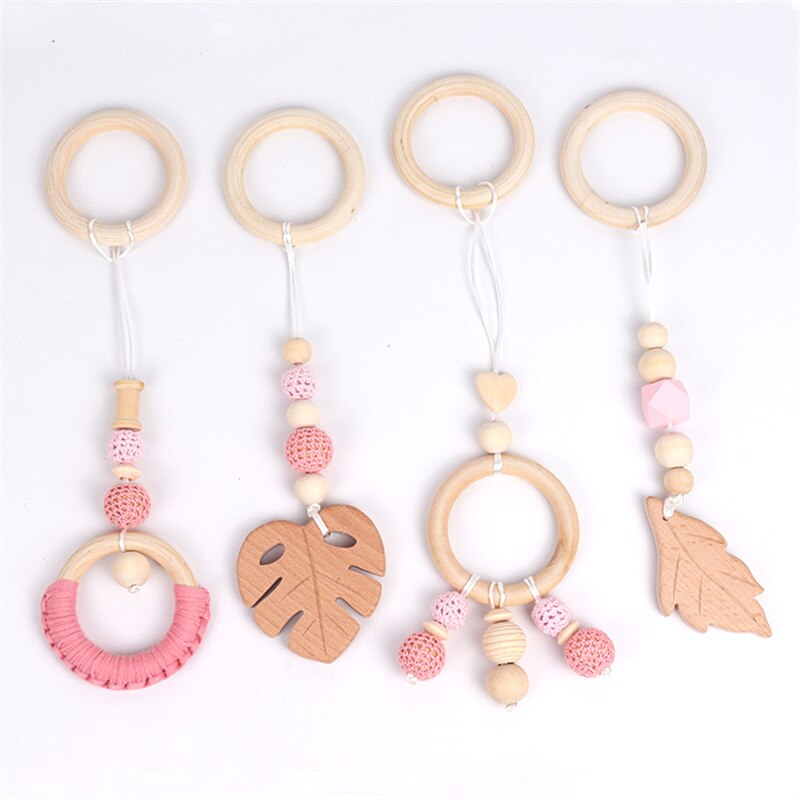 Nordic Style Baby Gym Play Frame Wooden Infant Nursery Sensory Ring-Pull Toy Teething Nursing Rattle Toys Gifts Infant Room Deco - Provence Home Living Store