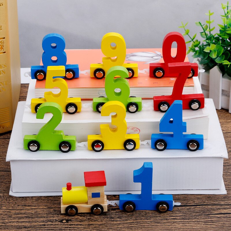 11PCS Baby Montessori 0~9 Digital Train Toys Wood Numbers Set Figure Model Pattern Early Educational Wooden Toys Set For Kids - Provence Home Living Store