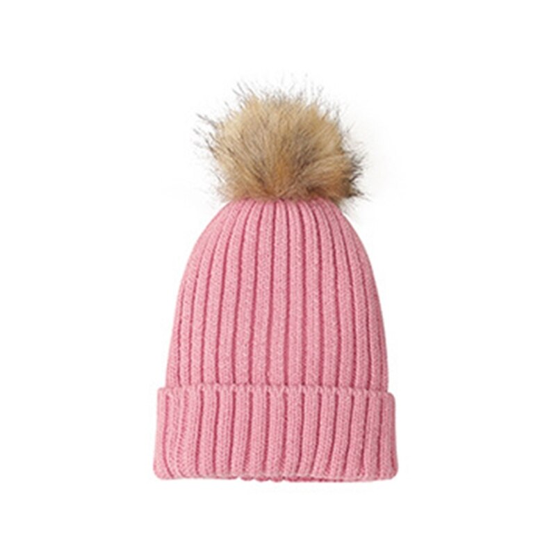 Winter Warm Baby Cap Fur Ball Pompom Beanies Children Girls Boy Knit Hemming Hat XXFE - Provence Home Living Store