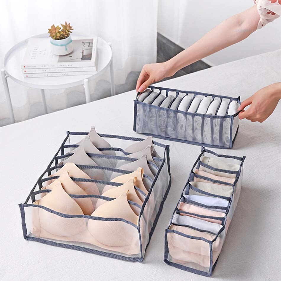 3PCS/Set Underwear Storage Mesh Bag Foldable Separated Box Closet Organizer Drawer Divider Bras Lingerie Panties Socks Home Use - Provence Home Living Store