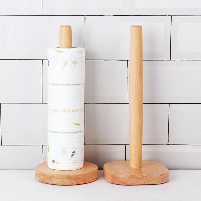 Wooden Kitchen Paper Roll Holder Dining Table Vertical Napkins Rack Bathroom Toilet Paper Holder Kitchen Storage Shelf - Provence Home Living Store