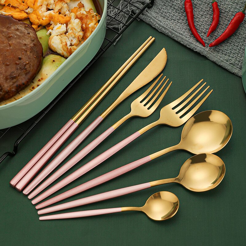 Soup Spoon Set Cutlery Tableware Set Kitchen Mirror Complete Tableware Knife Fork Spoon Steel Ice Cream Desserts Coffee - Provence Home Living Store