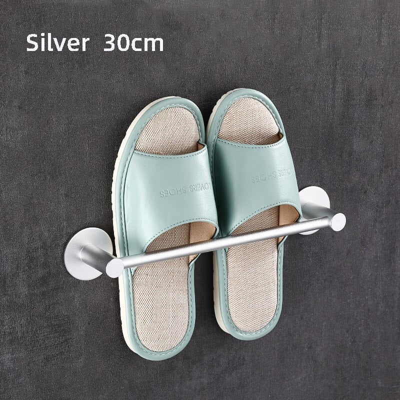 Slipper Rack Towel Hanger Wall-Mounted Shoes Storage Rack Punch Free Aluminium Alloy Slippers Holder - Provence Home Living Store