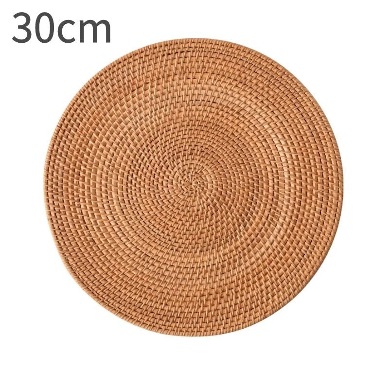 Large Table Mat Round Oval Placemat Natural Rattan Hand-Woven Dining Napkin Mats Hotel Cutlery Table Decoration - Provence Home Living Store