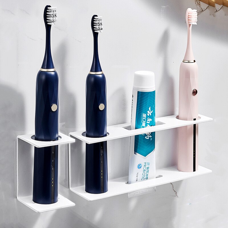 Wall Mounted Electric Toothbrush Holder Black Toothpaste Holder For Bathroom Shelf White Storage Rack For Home Drop Shipping - Provence Home Living Store