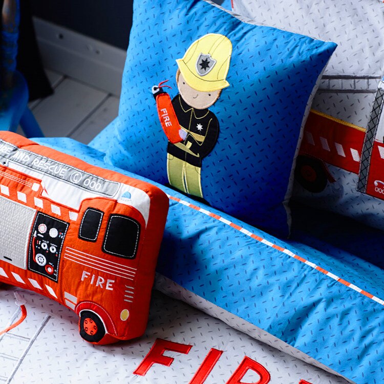 New Cartoon children&#39;s bedding boys bed covers cotton bed sheet suit Embroidery Twin bedding car quilt cover fire truck design - Provence Home Living Store