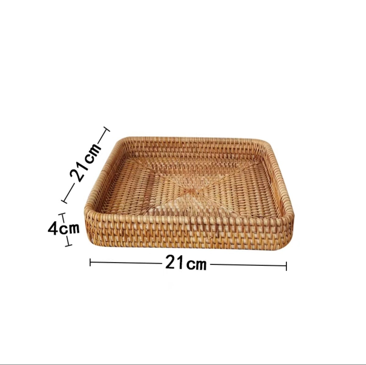 Rattan Storage Box Hand-Woven Rattan Storage Tray Wicker Basket Fruit Tea Organizer Kitchen Supplies Household Tools - Provence Home Living Store