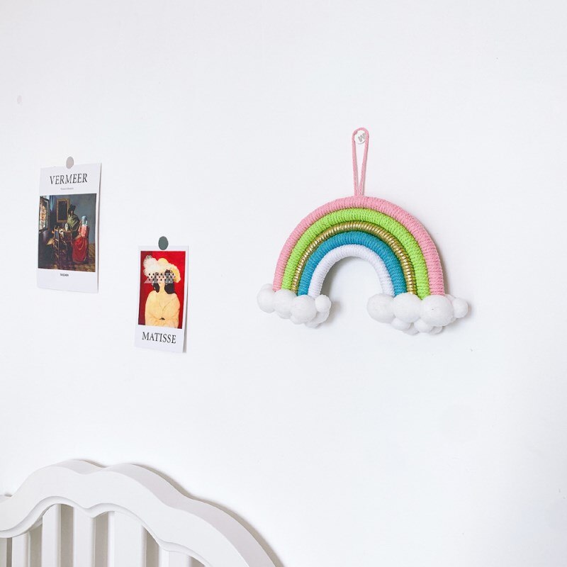 INS Nordic Hand Woven Cloud Rainbow Pendant For Kids Room Decorations Baby Bed Tent Hanging Ornaments Nursery Decor Photo Props - Provence Home Living Store