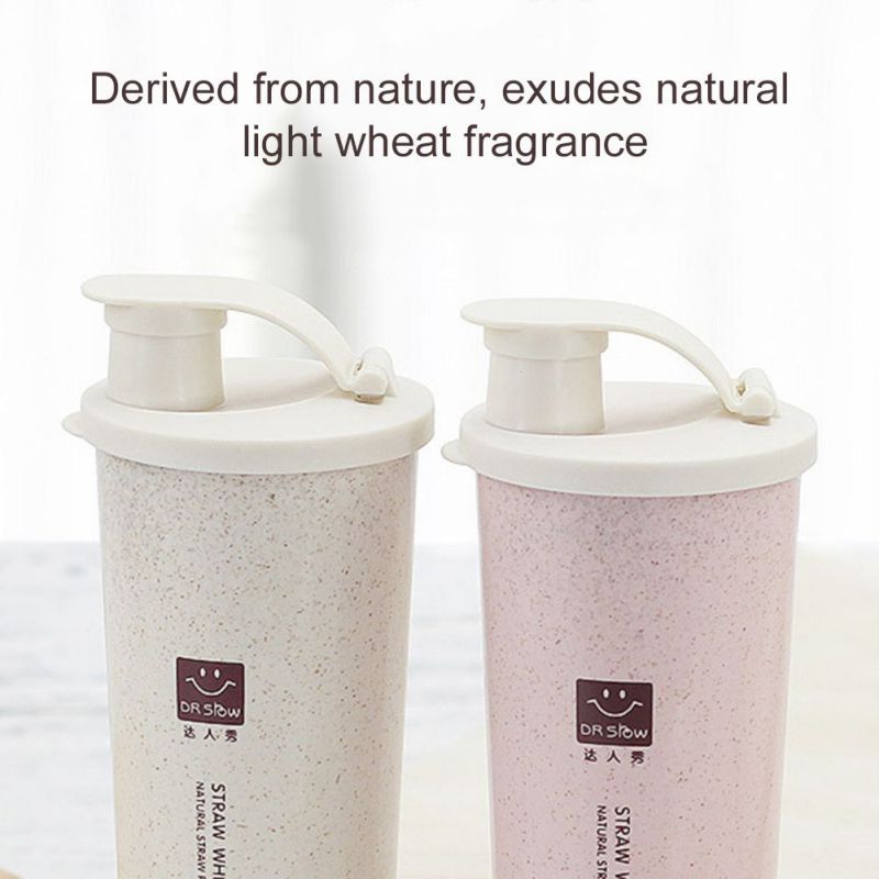 Wheat Straw Water Bottle Straight Mouth Sport Water Bottle Kitchen Single-layer Wheat Fragrance Carry-on Cup For Home Office Car - Provence Home Living Store