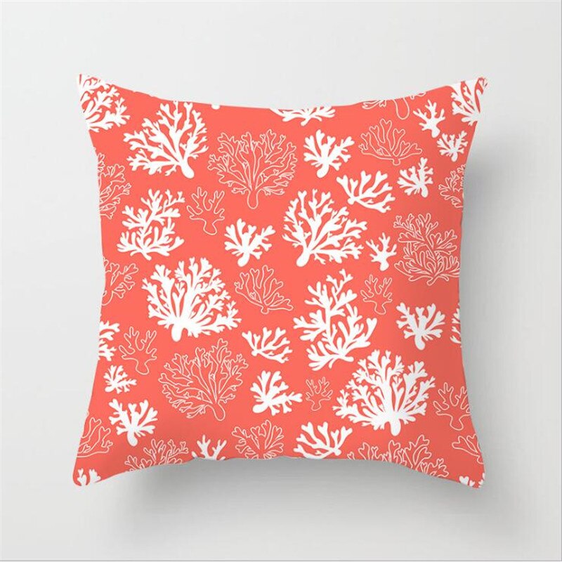 1pcs Coral Orange Cushion Cover Starfish Geometric Decorative Pillow Case Polyester Office Car Sofa Throw Pillowcases Home Decor - Provence Home Living Store