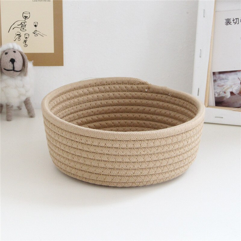 Cotton Rope Storage Basket Weaving Nordic Sundries Baby Toy Dirty Clothes Cosmetic Finishing Baskets Desktop Small Organizer Box - Provence Home Living Store