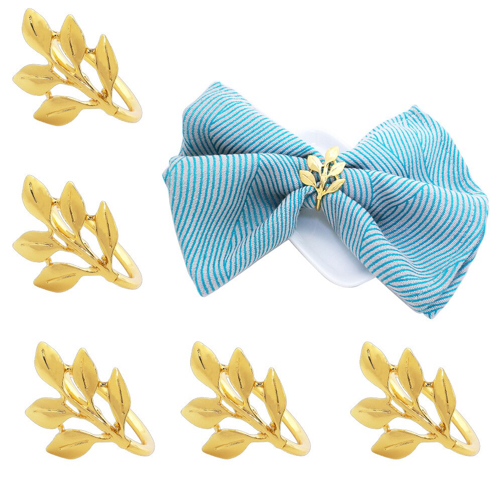 6 Pieces Alloy Leaf Napkin Buckles,European Hotel Supplies Napkin Rings,Holiday Wedding Party Everyday Dinning Napkin Holder - Provence Home Living Store