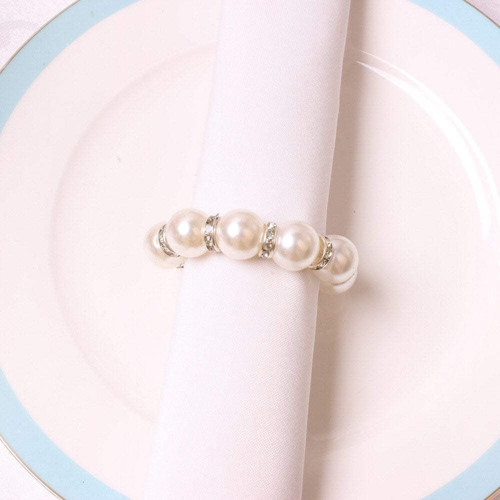 4PCS Pearl Beaded Napkin Buckles,Wedding Easter Rhinestone Serviette Rings,for Dinner Parties Dining Table Everyday Decoration - Provence Home Living Store