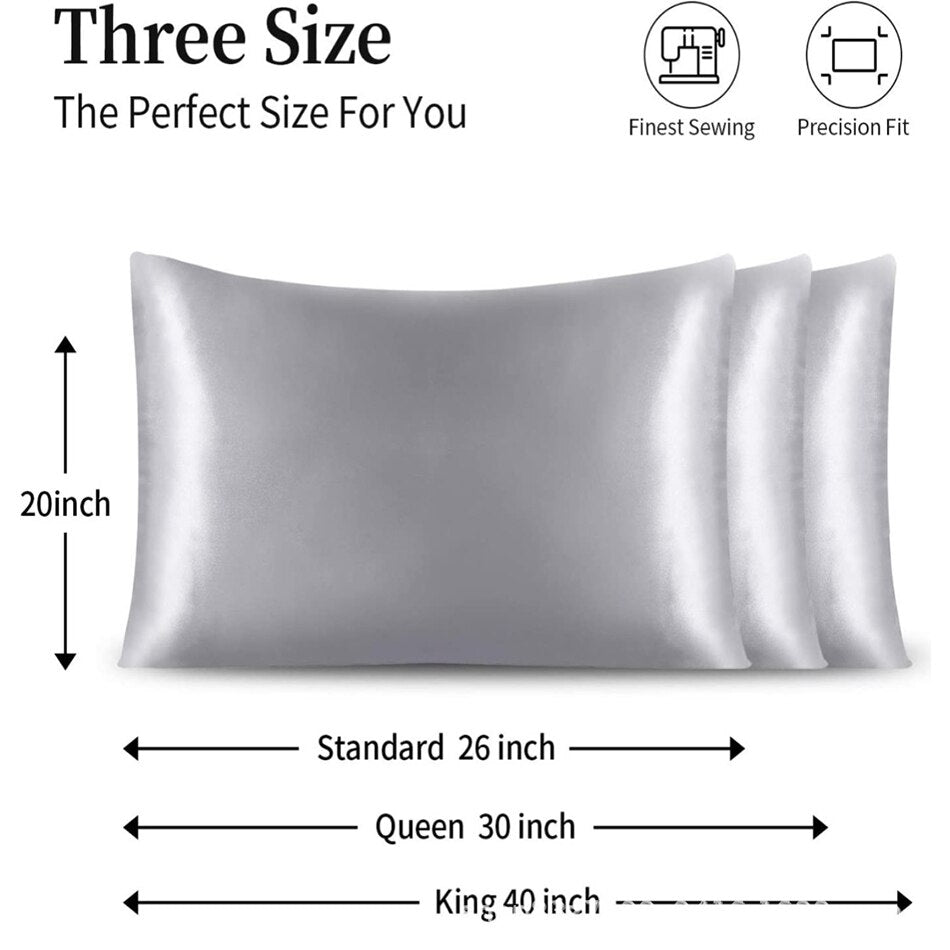 Customized Summer Satin Envelope Pillow Sham Standard Queen King Size Pillowcases Plain Colour Soft Cool Multicolor Pillow Cover - Provence Home Living Store