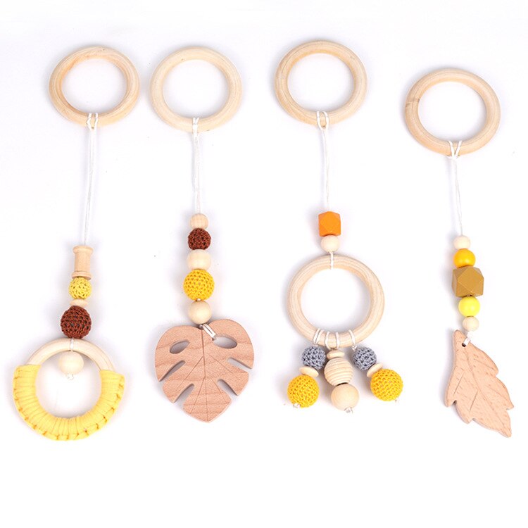 Nordic Style Baby Gym Play Frame Wooden Infant Nursery Sensory Ring-Pull Toy Teething Nursing Rattle Toys Gifts Infant Room Deco - Provence Home Living Store