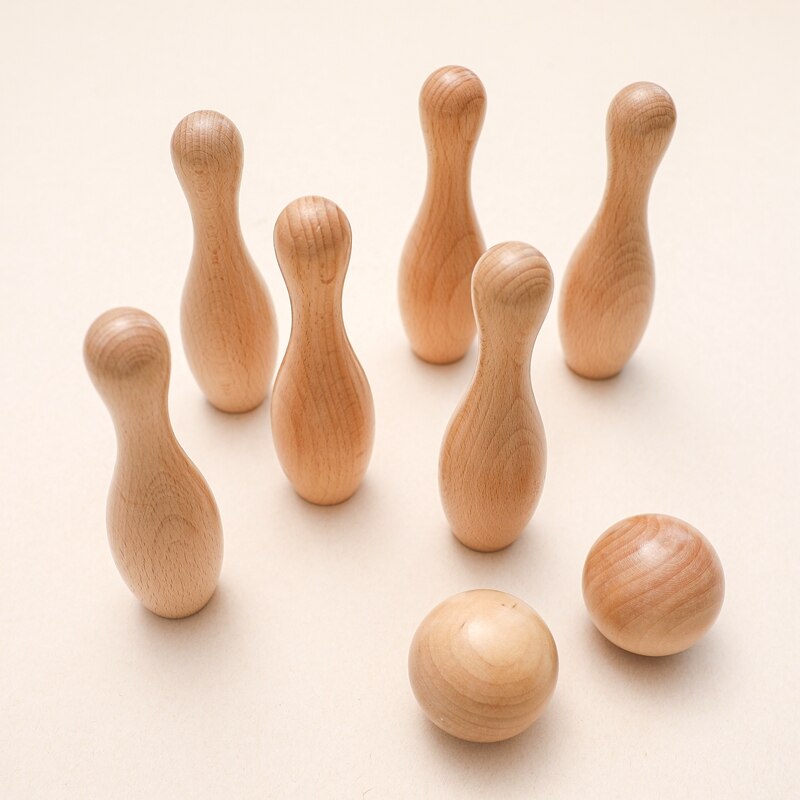 Wooden Baby Bowling Toy Advanced Sports Training Equipment Kids Tactile Hearing Develop Safety Wooden Products Gifts - Provence Home Living Store