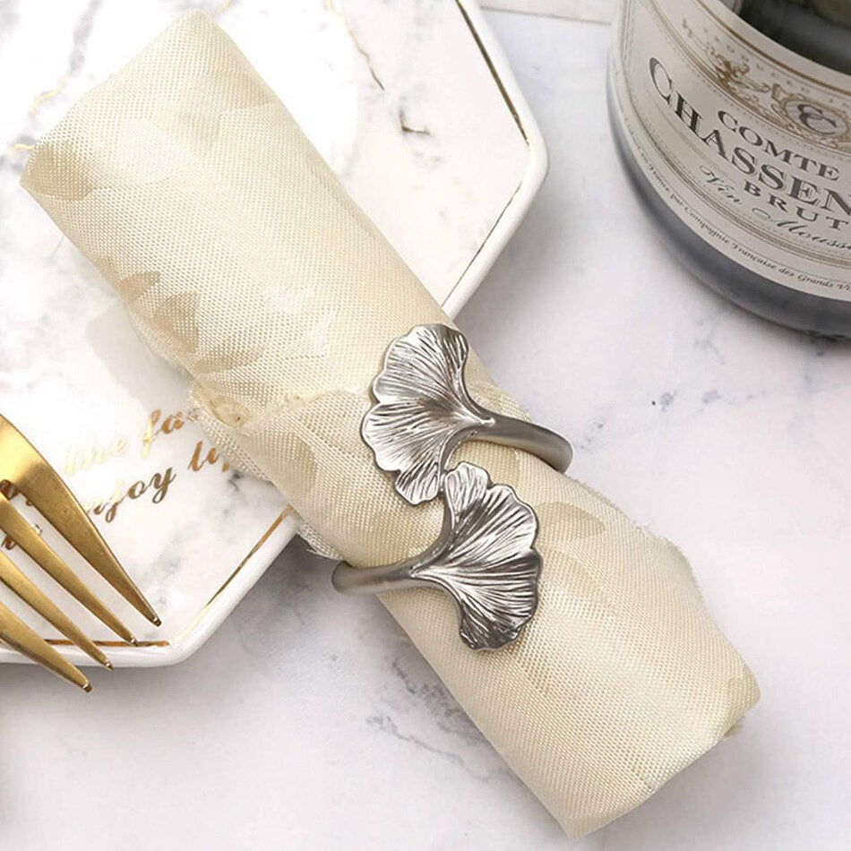 6PCS Gold Silver Wedding Decoration Napkin Ring,Metal Napkin Buckle,for Festival Dinner Parties Dining Table Banquet Feast - Provence Home Living Store