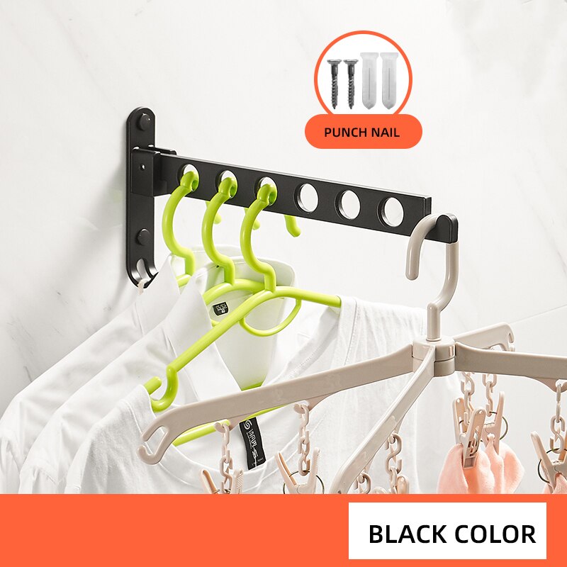 Foldable Clothes Hanger Space Aluminum Clothesline Pole With Hooks Bathroom Folding Home Laundry Adjustable Drying Rack - Provence Home Living Store