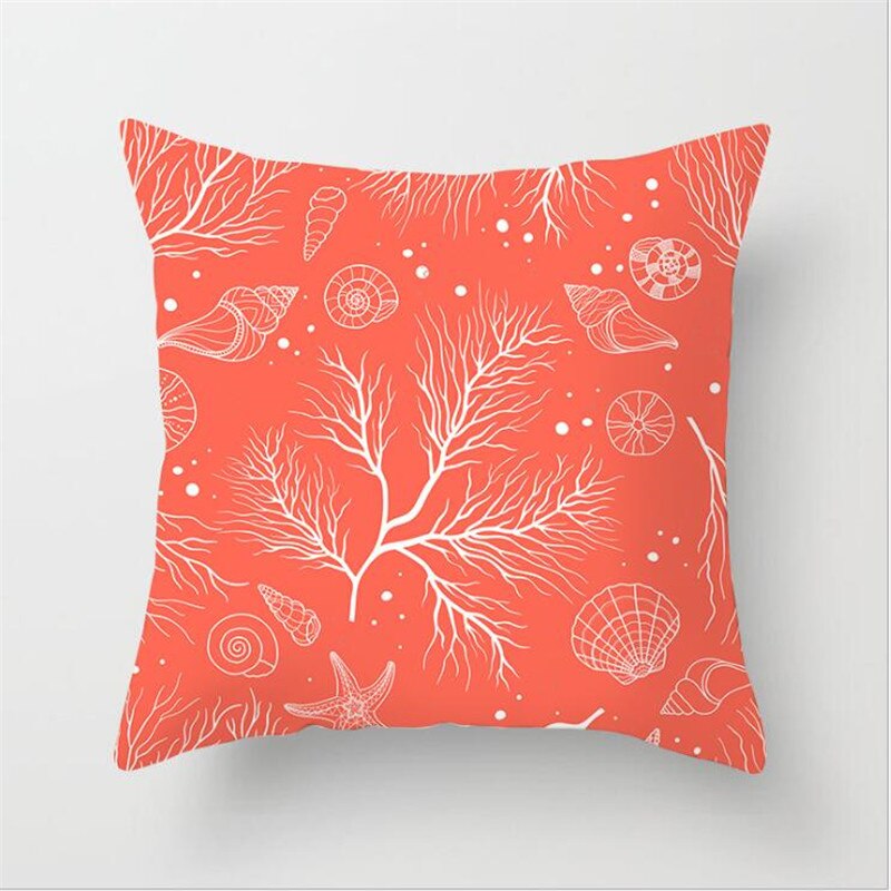 1pcs Coral Orange Cushion Cover Starfish Geometric Decorative Pillow Case Polyester Office Car Sofa Throw Pillowcases Home Decor - Provence Home Living Store