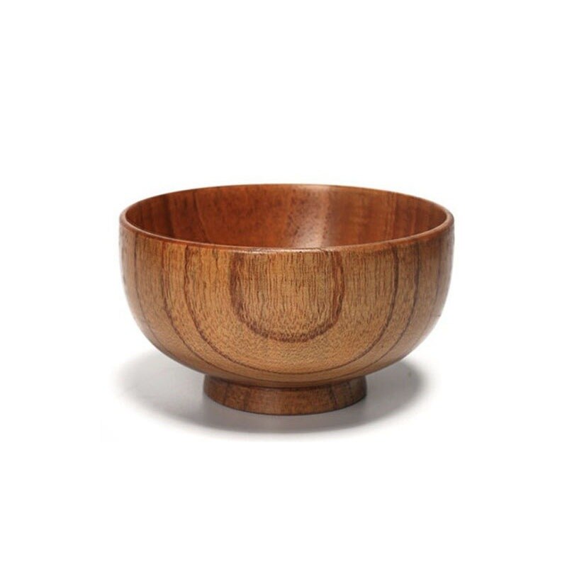 Acacia Wood Serving Bowl For Fruits or Salads Japanese Style Single Bowl Wood Rice Soup Bowl Food Container Kitchen Tableware - Provence Home Living Store