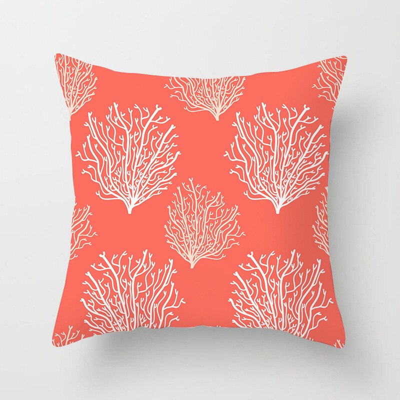 1pcs Coral Orange Cushion Cover Starfish Geometric Decorative Pillow Case Polyester Office Car Sofa Throw Pillowcases Home Decor - Provence Home Living Store