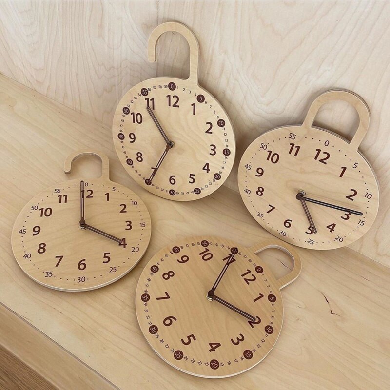 INS Nordic Wooden Wall Clock Hanging Ornaments Wood Table Digital Mute Clocks Furnitures Homestay Bedroom Home Decor Photo Props - Provence Home Living Store