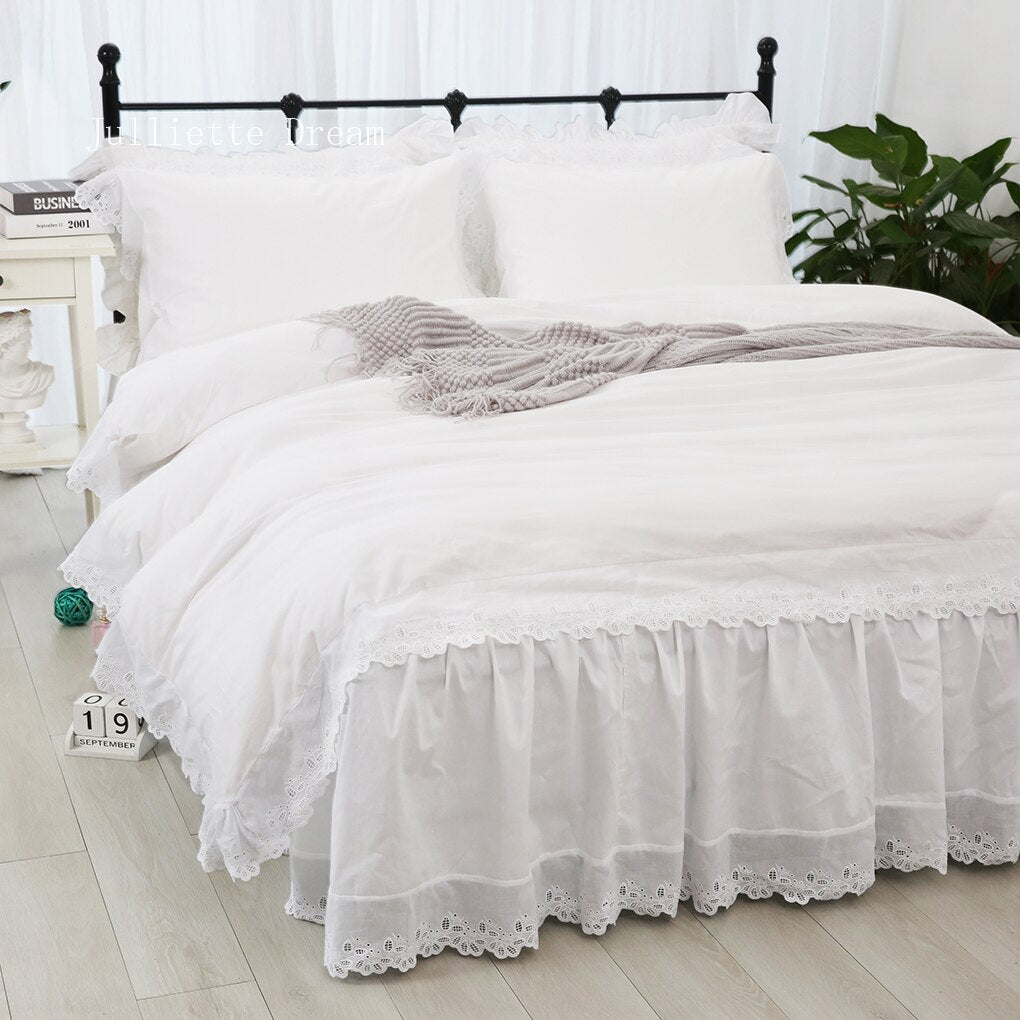 Super elegant bedding set ruffle lace king size bedding set Luxury bedding sets duvet cover home quilt case bed sheet set new - Provence Home Living Store