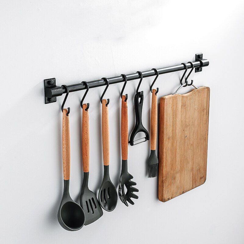 Storage Shelf Hanging Hooks Multifunction Hanger Kitchen Rail Rack with Removable Hooks Wall Mounted Storage Hooks - Provence Home Living Store