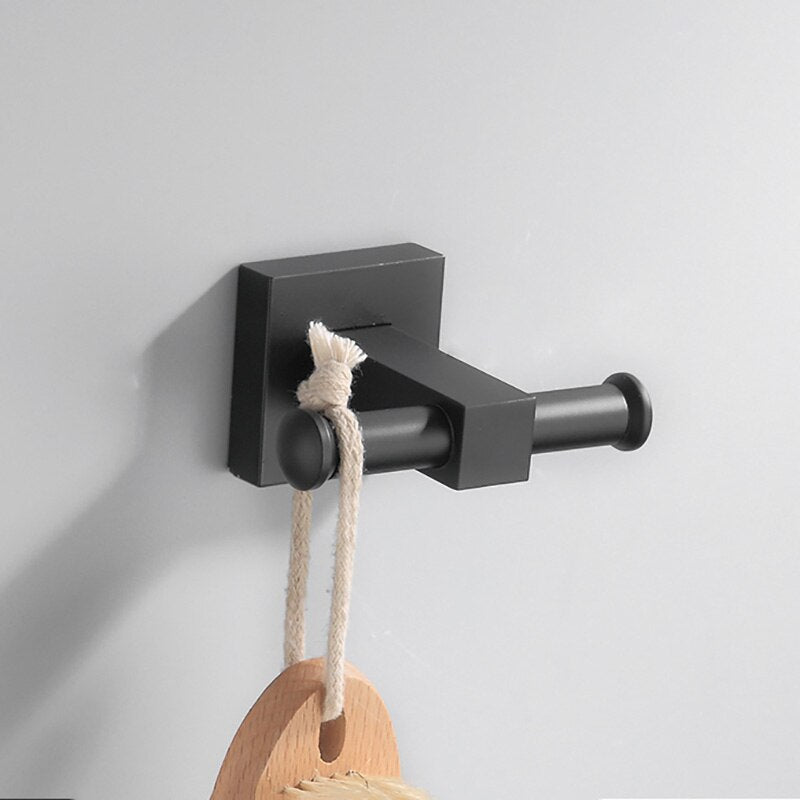 Black Towel Bars Bathroom Towel Hanger Aluminum Alloy Bathroom Accessories Towel Rack Towel Ring Toilet Brush Storage Shelf - Provence Home Living Store