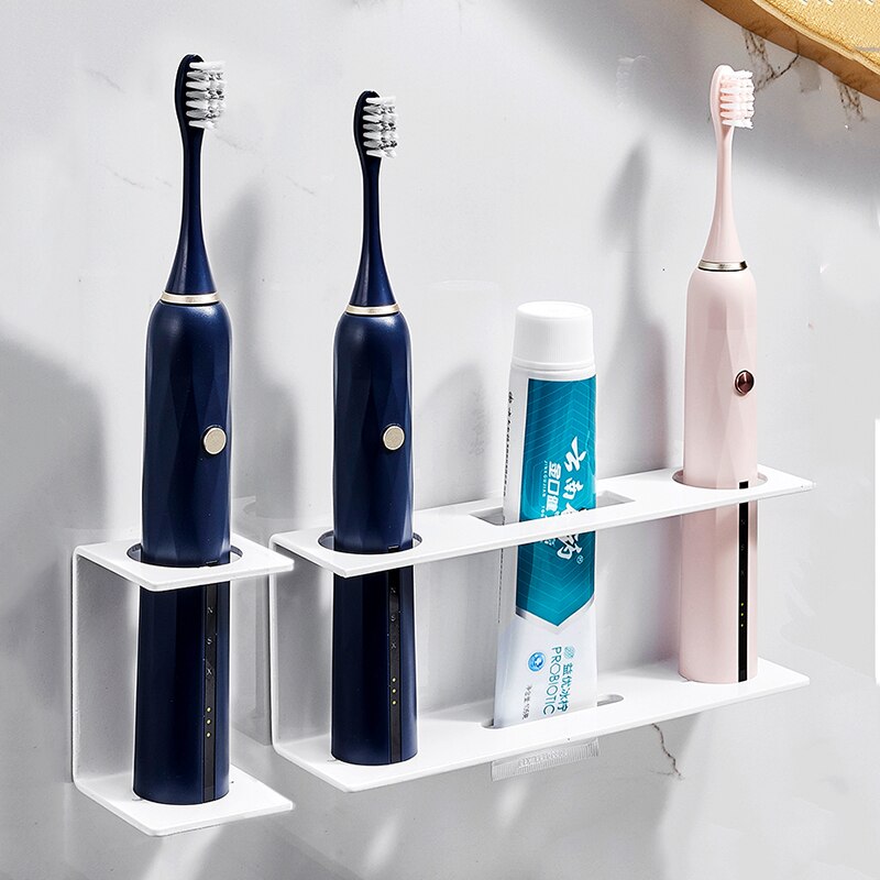 Wall Mounted Electric Toothbrush Holder Black Toothpaste Holder For Bathroom Shelf White Storage Rack For Home Drop Shipping - Provence Home Living Store