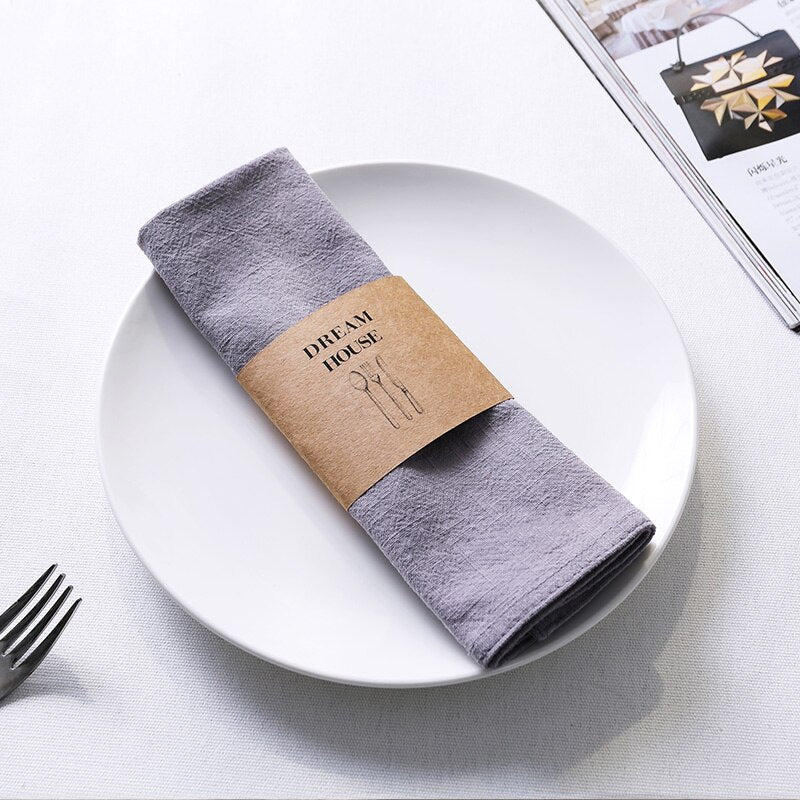 12 Pcs/Lot Custom Made Wedding Durable Thickened Cloth Napkins,Reusable Ramie Cotton Placemats,Kitchen Dining Restaurant Use - Provence Home Living Store