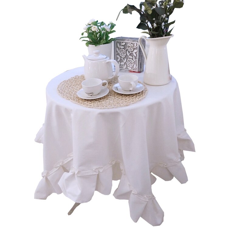 Tablecloth Fabric Pure White Dining Table Coffee Table Hotel Western Conference Table Cloth Rectangular Round Table Table Mat - Provence Home Living Store