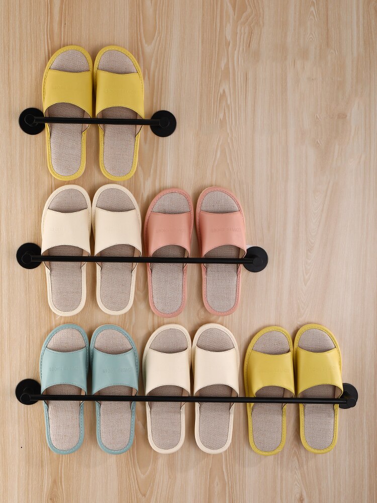 Slipper Rack Towel Hanger Wall-Mounted Shoes Storage Rack Punch Free Aluminium Alloy Slippers Holder - Provence Home Living Store