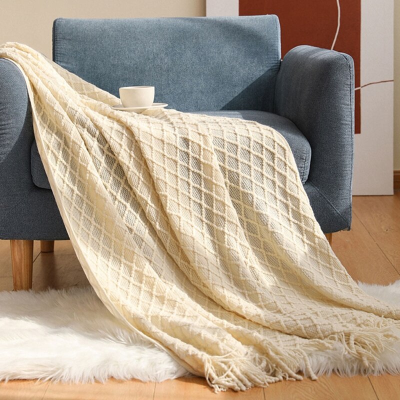 Solid Color Knitted Plaid Baby Blanket Nordic Summer Air Condition Blanket With Tassels Sofa Throw Blanket for Newborn Kids - Provence Home Living Store