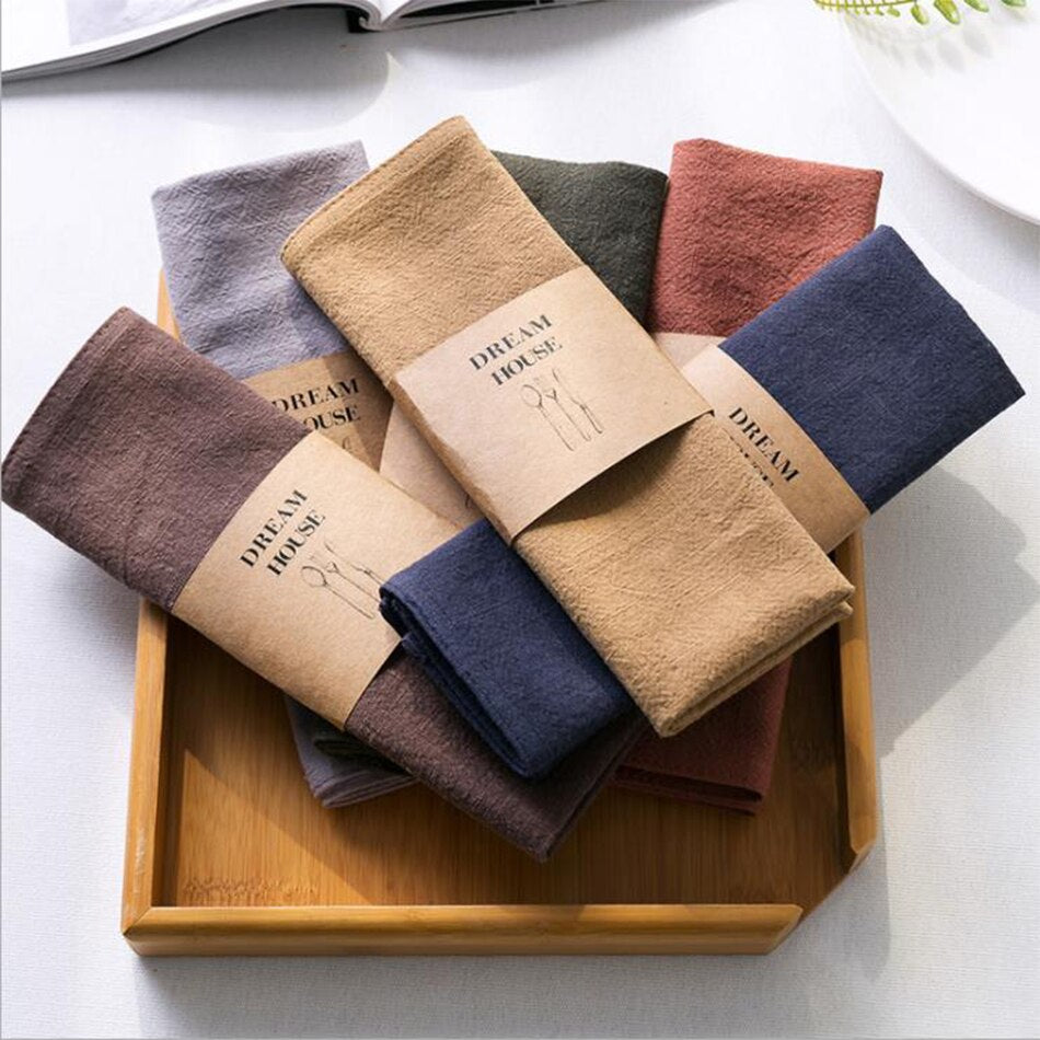 12 Pcs/Lot Custom Made Wedding Durable Thickened Cloth Napkins,Reusable Ramie Cotton Placemats,Kitchen Dining Restaurant Use - Provence Home Living Store