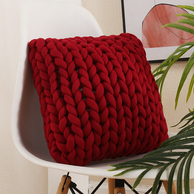 Square Chunky Wool Pillow Handmade Knitting Cushions INS Nordic Braided Cushion For Kids Room Decoration Sofa Bed Throw Pillows - Provence Home Living Store