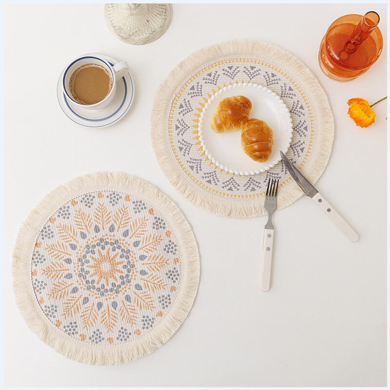 Bohemian Mandala Cotton Rope Woven Placemats Macrame Tassels Table Mats Insulation Pads Coffee Cup Coaster Farmhouse Decor Props - Provence Home Living Store